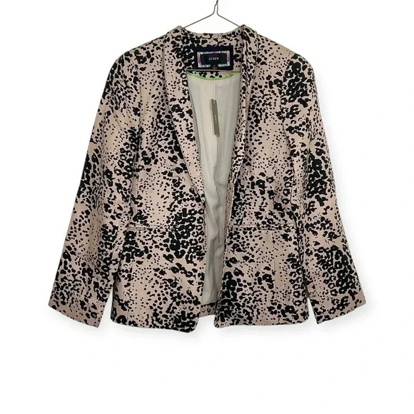 J. Crew Going Out Linen Leopard Print Blazer Size 2 - Picture 6 of 6